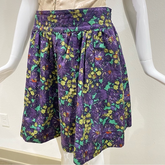 J. Crew Elsie Full Skirt in Purple Multi-Color Nightfall Floral Pattern Size 6 - Picture 4 of 13